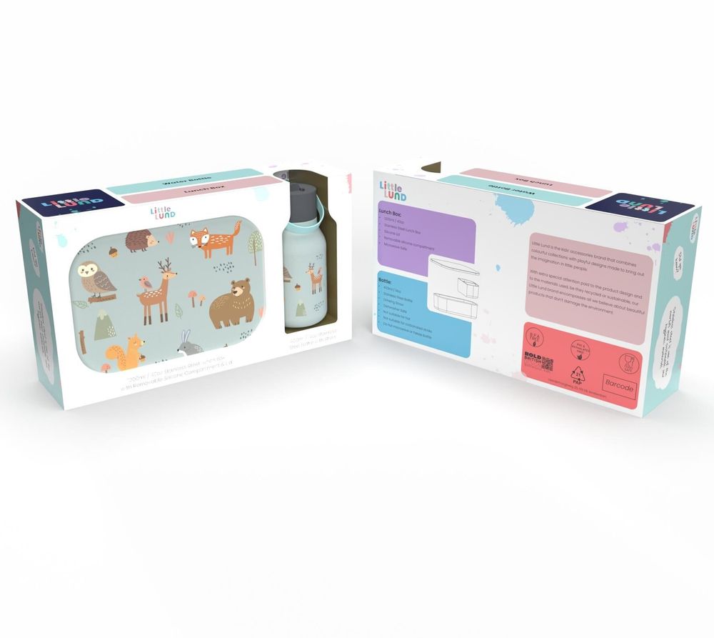 Repas pour enfant - Coffret cadeau avec boîte à lunch et bouteille pour enfants - LUND DESIGN HOUSE