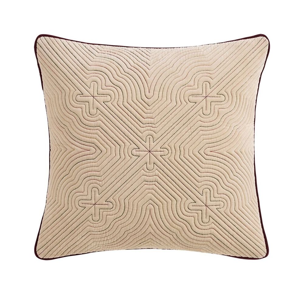 Cushions - GORANG round quilted cotton velvet cushion - CFOC