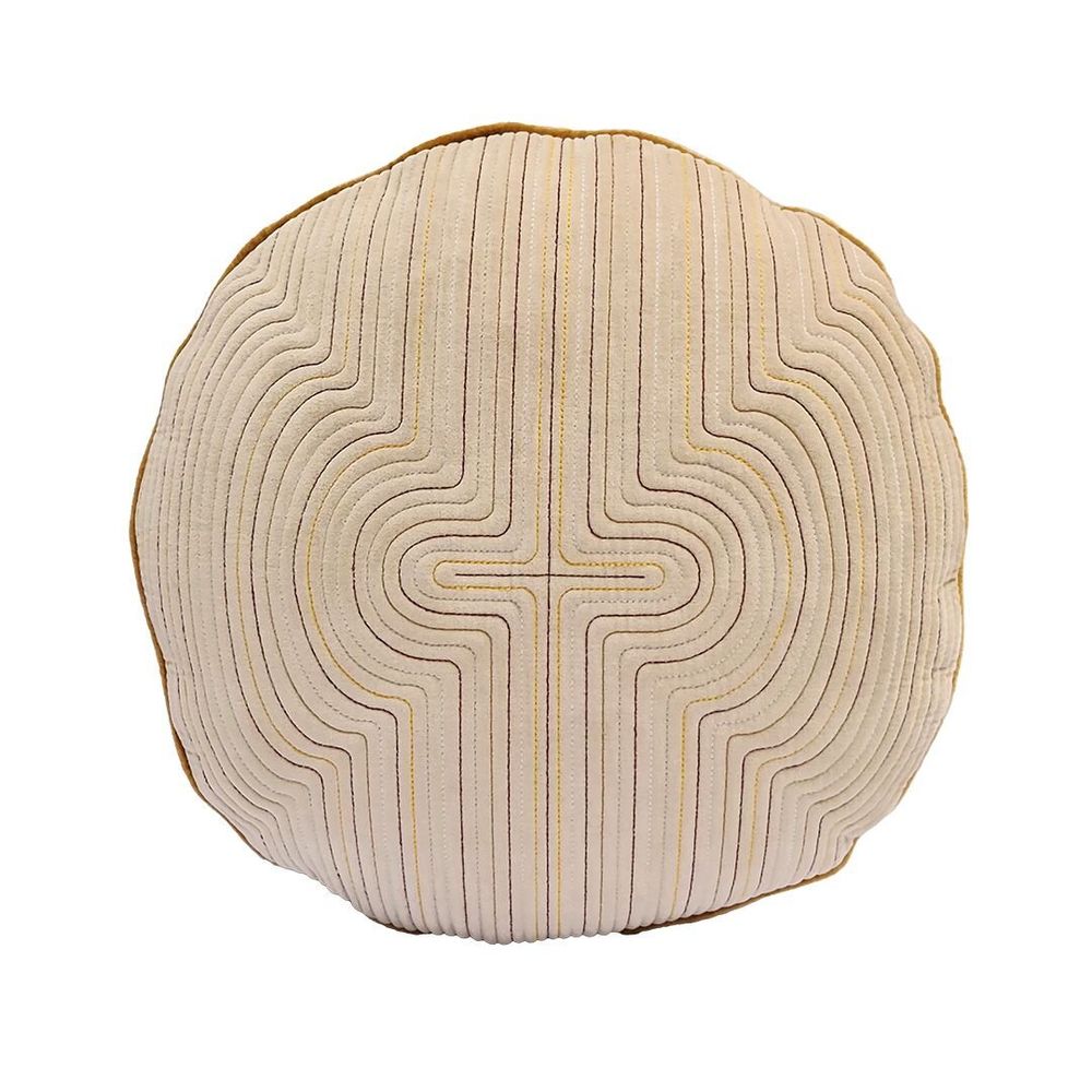 Cushions - GORANG round quilted cotton velvet cushion - CFOC