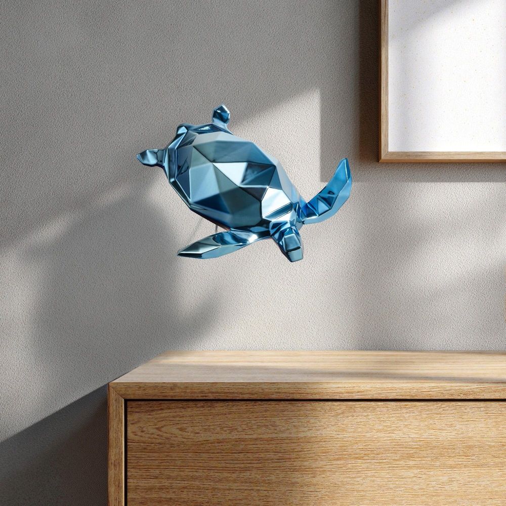 Chambres d'hôtels - Sculpture en porcelaine – Tortue Bleue - OCEANSTORE DESIGN