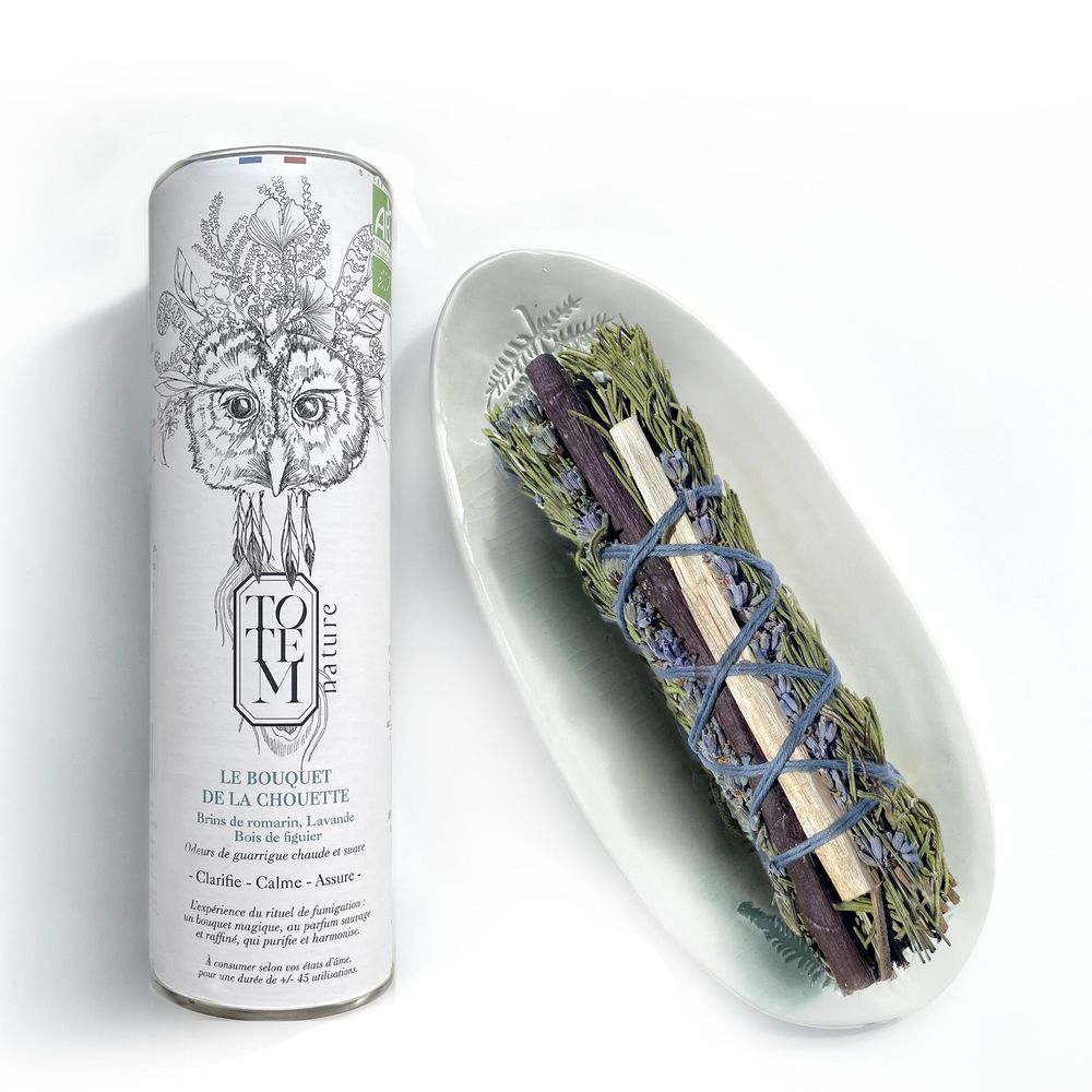 Floral decoration - French fumigation stick - Organic owl bouquet - TOTEM NATURE