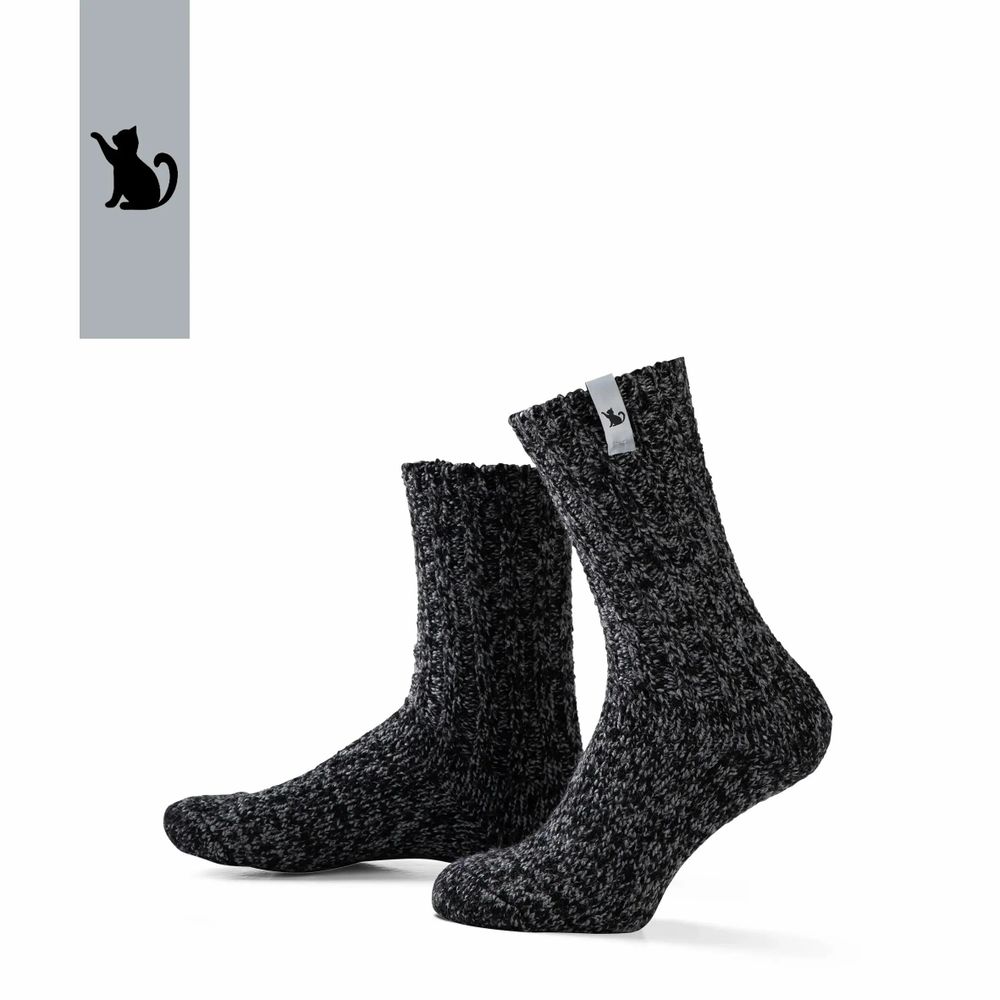 Socks - Socks - Originals, medium, dark grey wool, cool cat, 42-46 - SOXS.CO