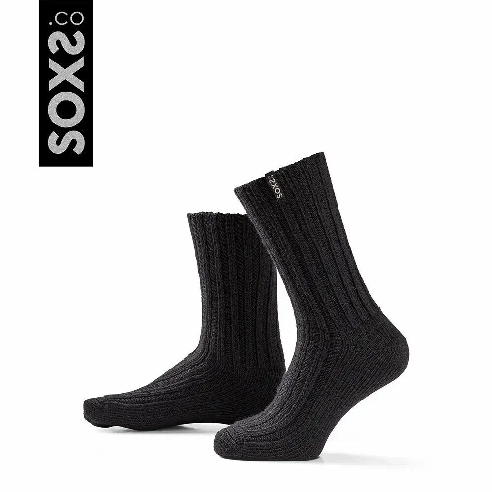 Socks - Socks - StreetWear, medium, black wool, thunder storm, 47-53 - SOXS.CO