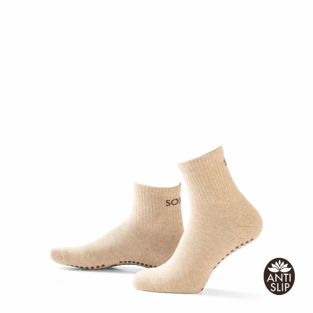 Chaussettes - Chaussettes - Sport, Pilates antidérapant, bas, coton, beige, 37-41 - SOXS.CO