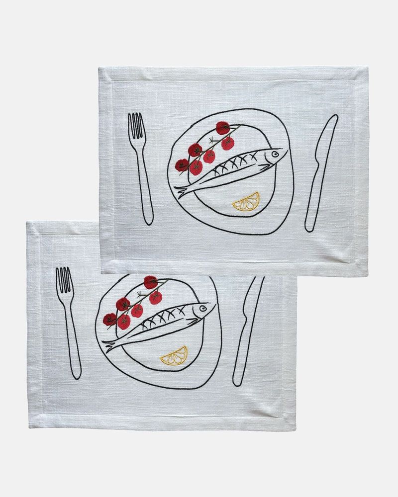 Table linen - Embroidered placemats 'Catch of the day' - STUDIO NOTICED