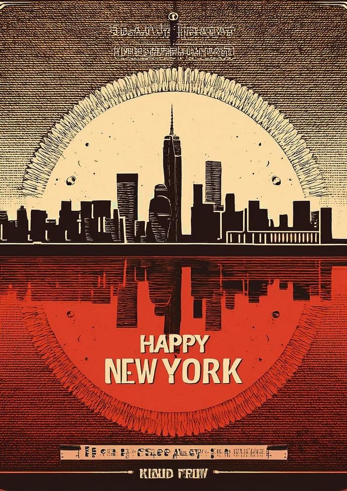 Poster - Fine Art Print A4 Happy New York Poster - VANTOUR