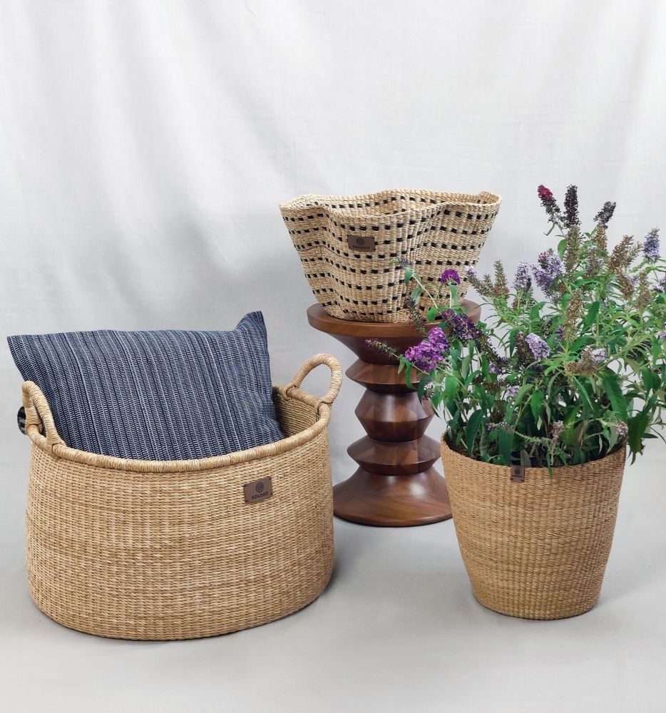 Objets de décoration - Sitso Wave Basket| Panier de rangement | Sculptur | Checker Blue - SOLOKO