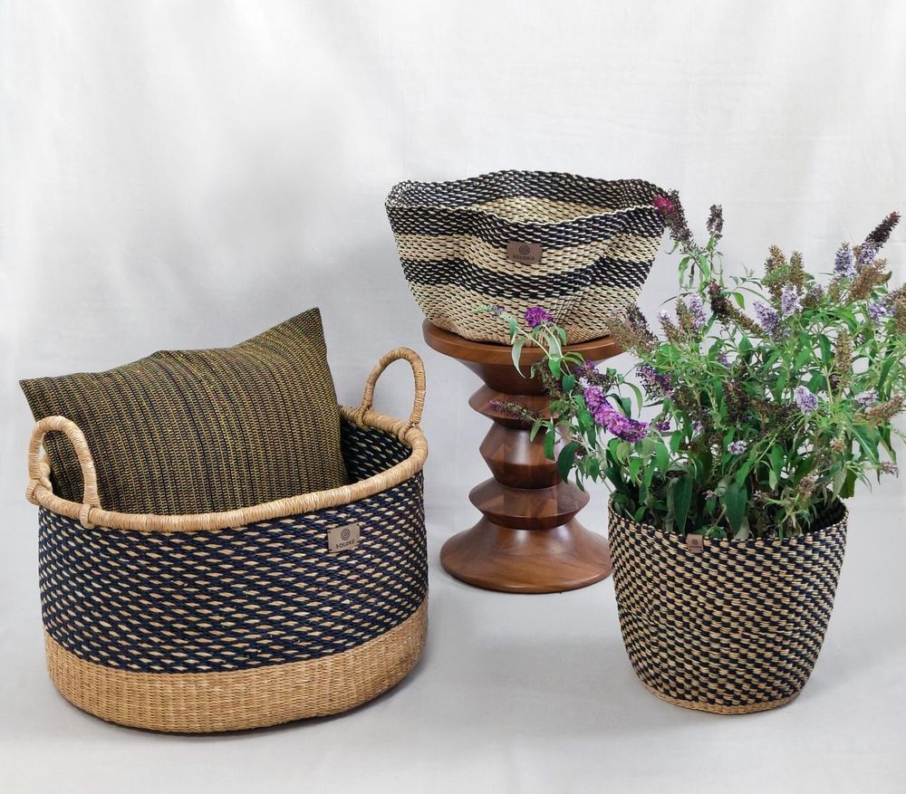 Objets de décoration - Sitso Wave Basket| Panier de rangement et de sol | Sculptur | Bleu - SOLOKO