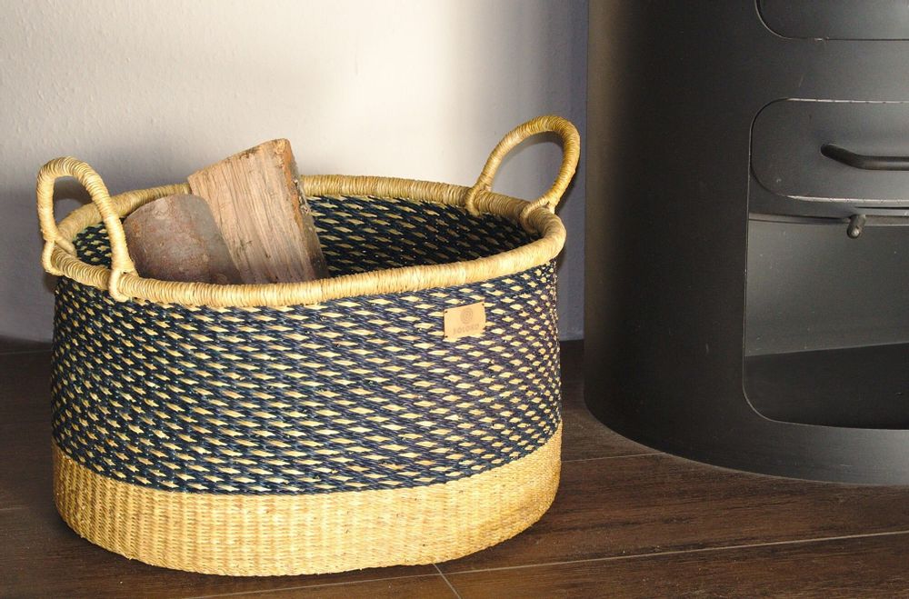 Objets de décoration - Panier de rangement Enyo | Panier de sol | Bleu Naturel - SOLOKO