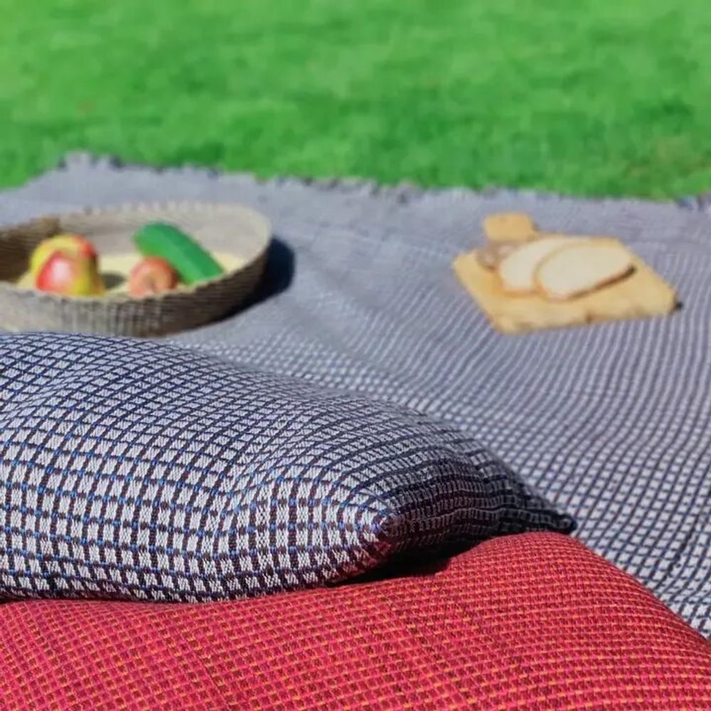 Coussins textile - Housse de coussin tissée à la main | Ability skyblue brown - SOLOKO