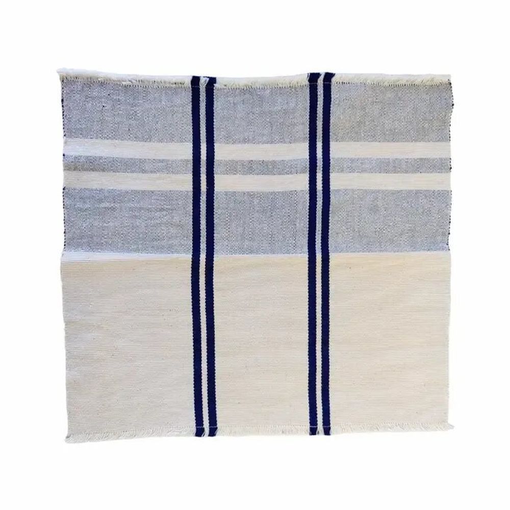 Serviettes - Serviette en coton tissée à la main | Anloga bleu royal, beige - SOLOKO