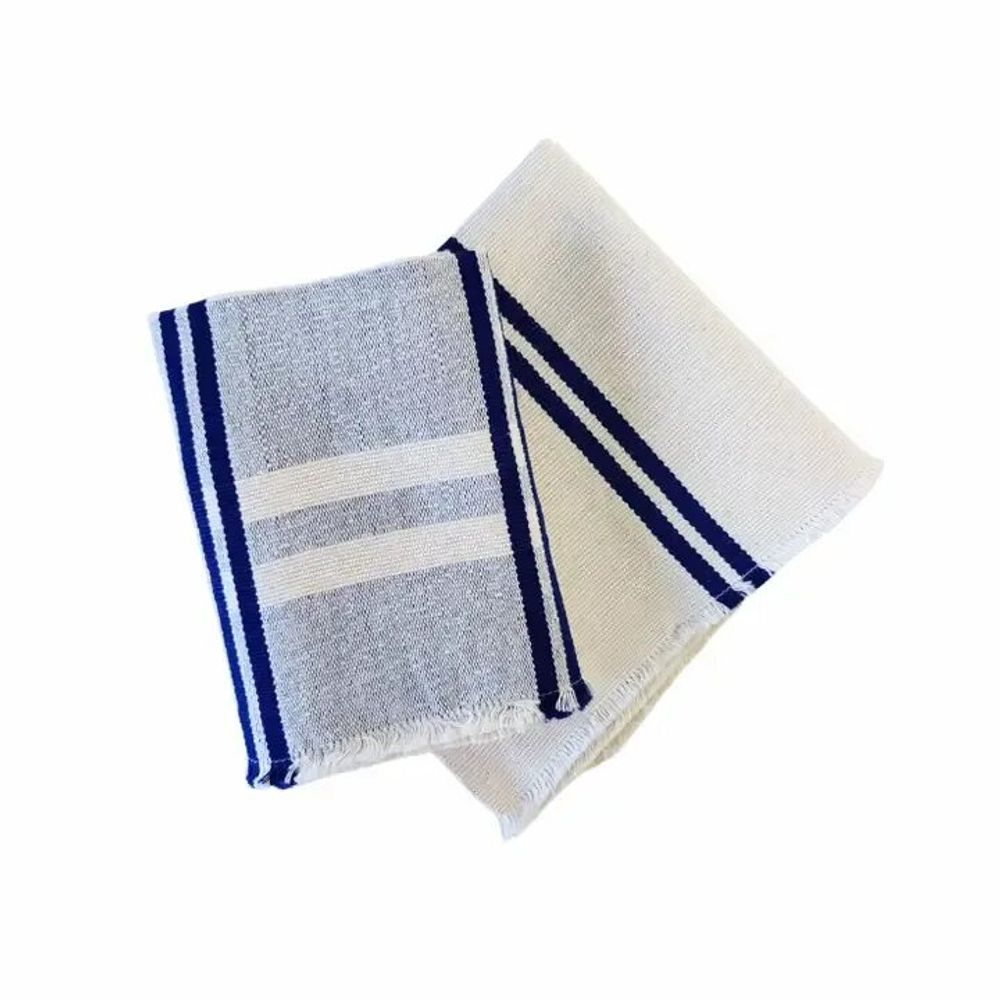 Serviettes - Serviette en coton tissée à la main | Anloga bleu royal, beige - SOLOKO