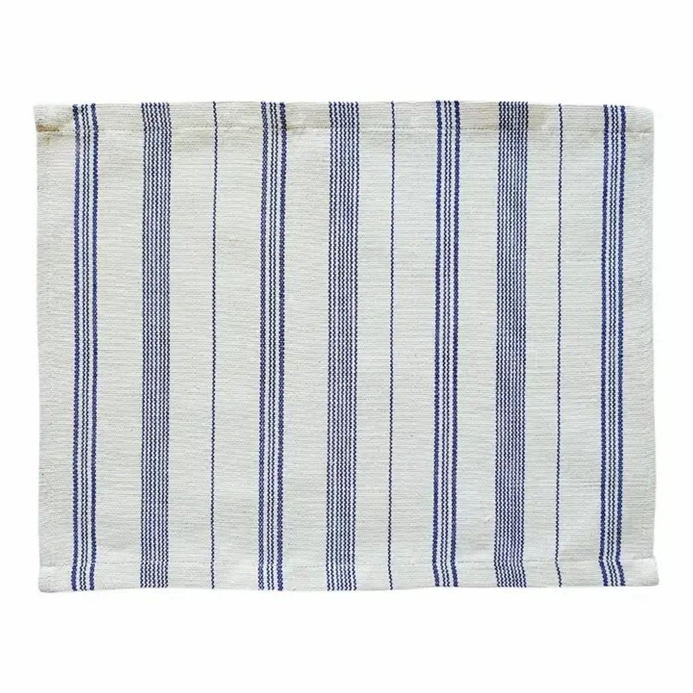 Sets de table - Set de table et serviette tissés à la main | Tsiame beige rayures bleu - SOLOKO
