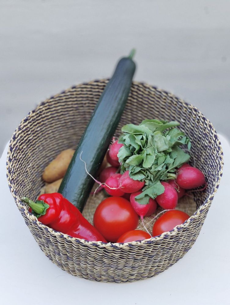 Corbeilles - Venyo High - Panier de table tissé | Panier à fruits + à pain | Bleu - SOLOKO