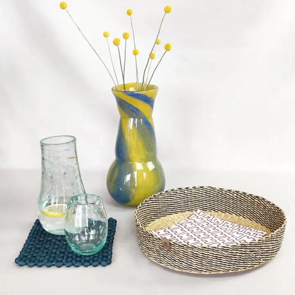 Corbeilles - Venyo Low - Panier de table | Plateau & panier de service | Bleu - SOLOKO
