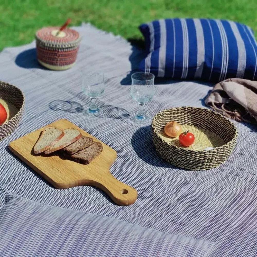 Corbeilles - Venyo Small - Panier de table tissé | Panier de rangement | Blue - SOLOKO