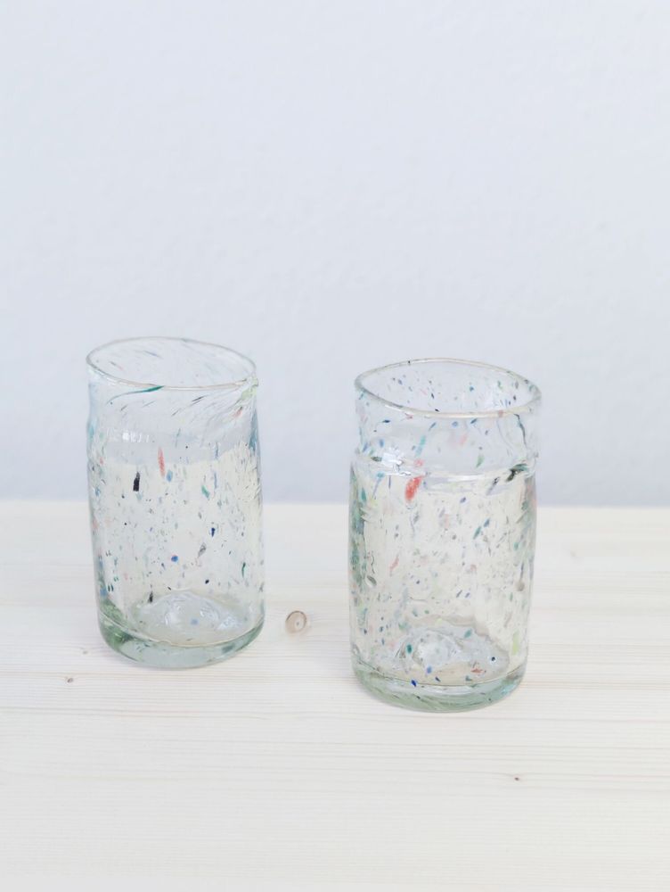 Glass - Linear Drinking Glass | Recycled Glass| Mouthblown Tumbler - SOLOKO