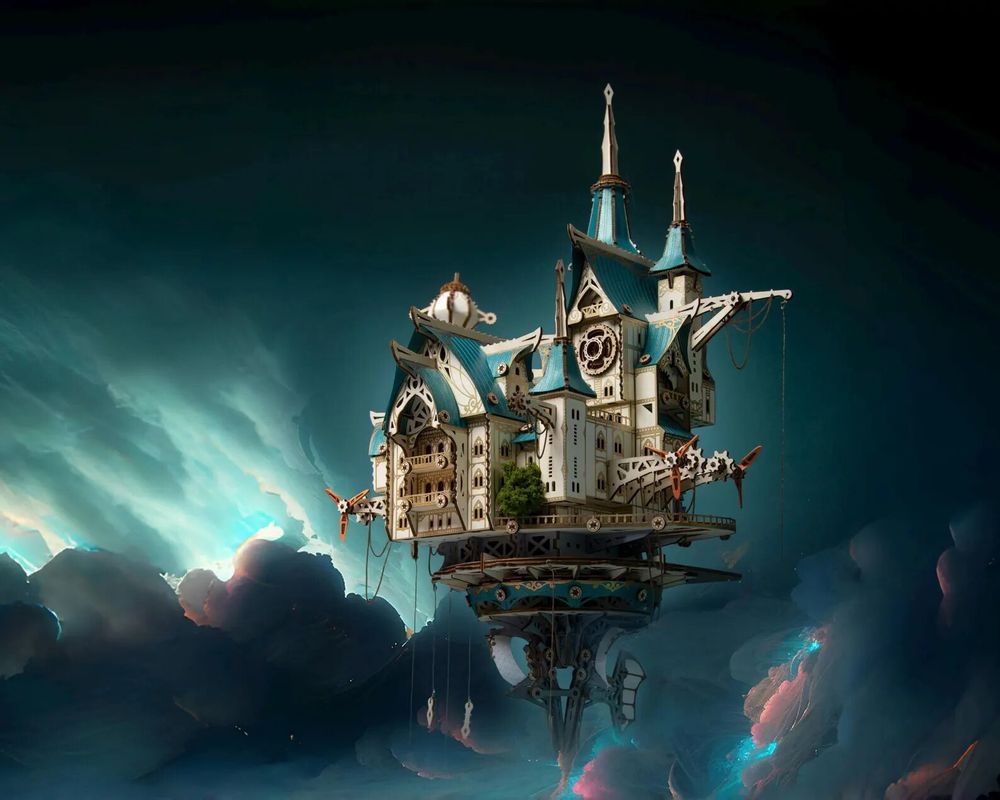 Gifts - Fantasy Steam Castle - White/Blue - VCL CORP