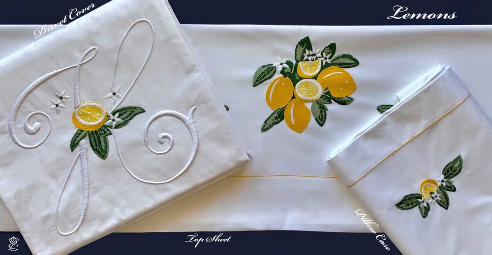Linge de lit - CITRONS DE MENTON - LINHO DO CASTELO - LIN DE CHATEAU