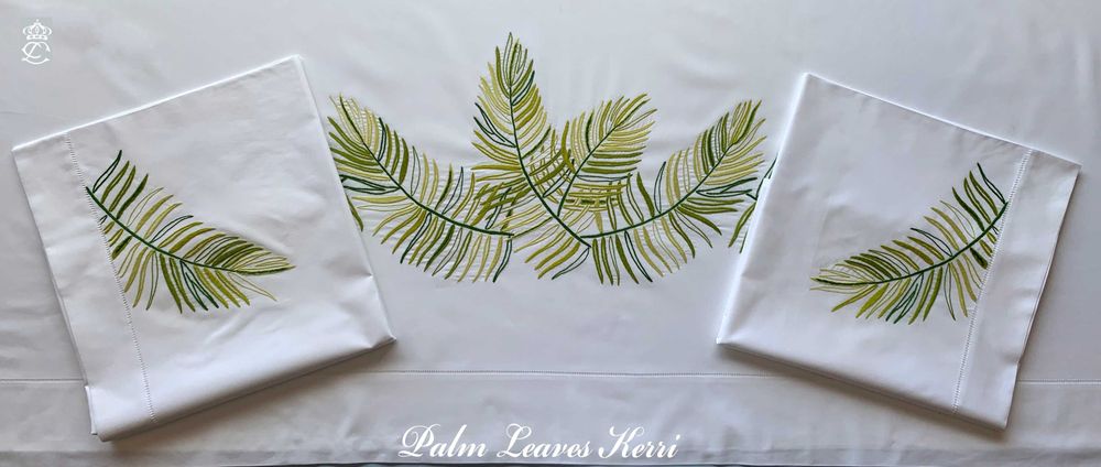 Linge de lit - FEUILLES DE PALMIER KERRI - LINHO DO CASTELO - LIN DE CHATEAU