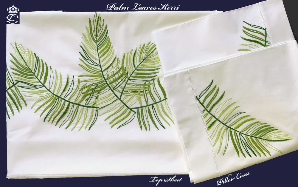 Linge de lit - FEUILLES DE PALMIER KERRI - LINHO DO CASTELO - LIN DE CHATEAU