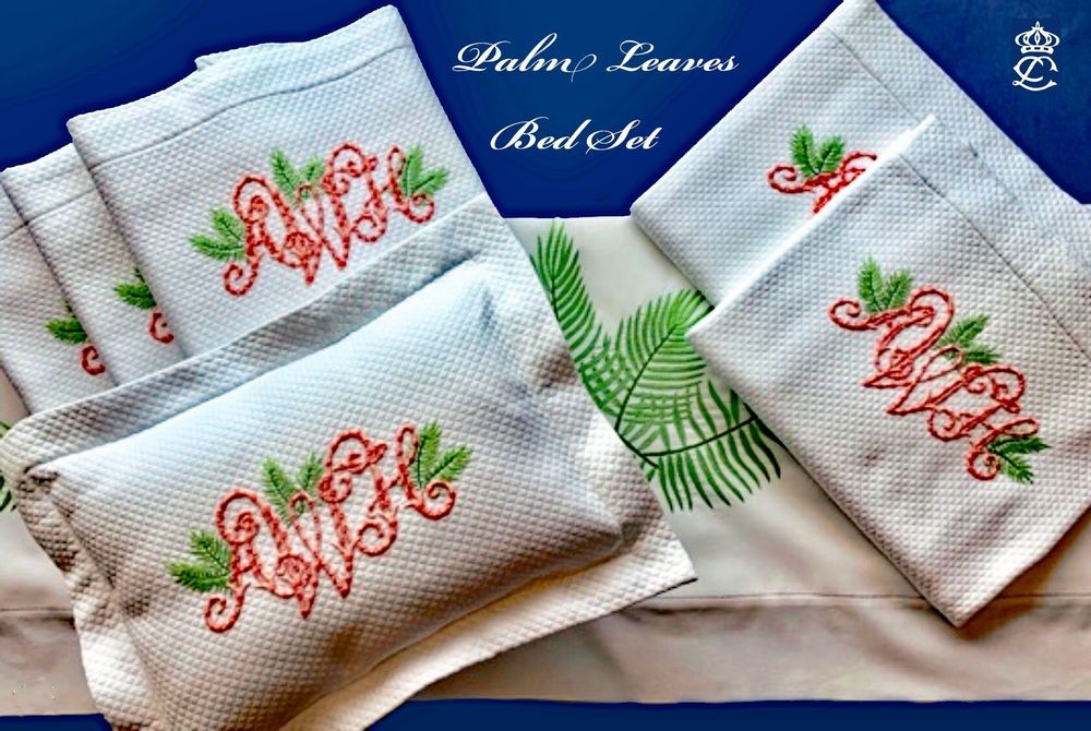 Linge de lit - FEUILLES DE PALMIER KERRI - LINHO DO CASTELO - LIN DE CHATEAU