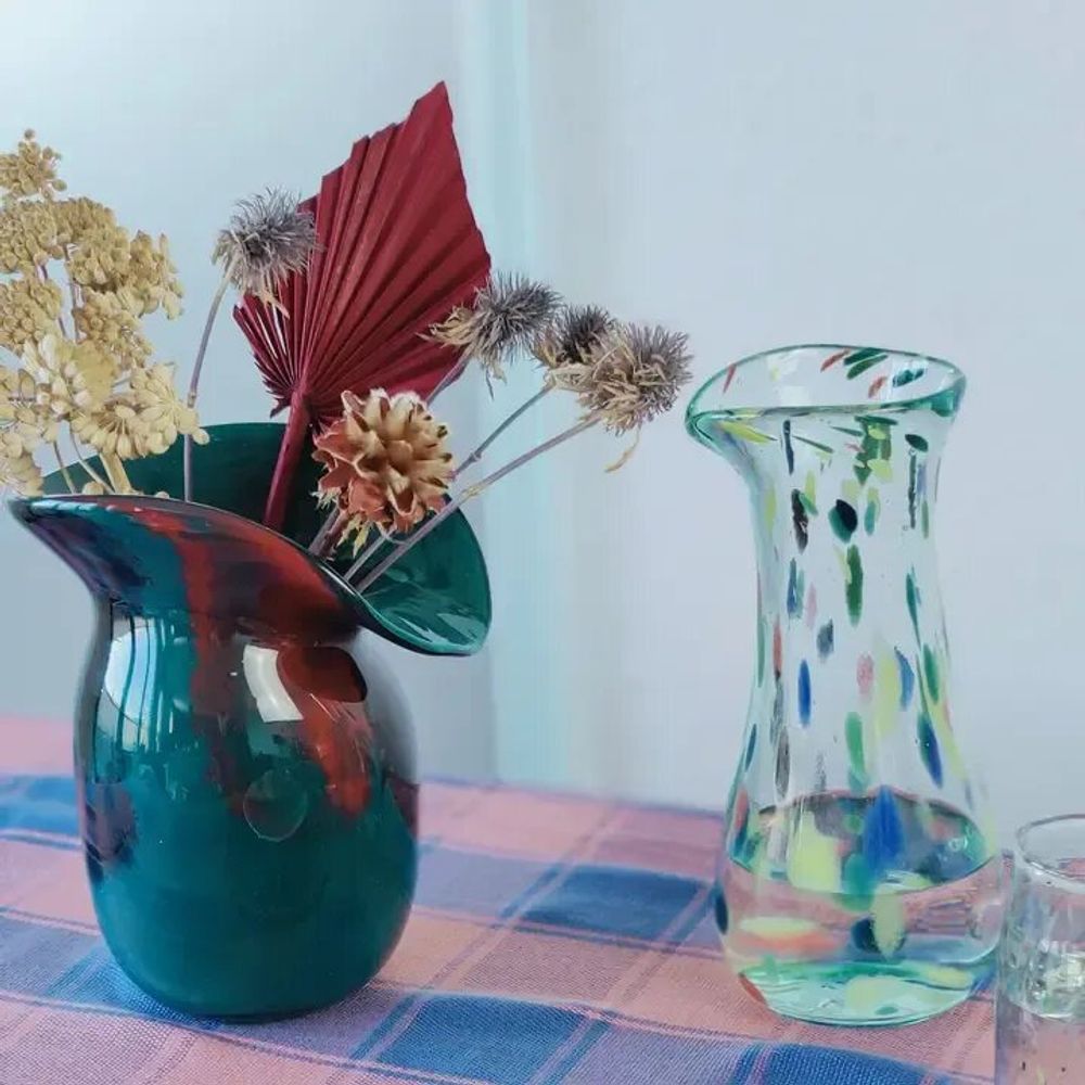 Vases - Glass Vase LILY | Mouthblown | Recycled Glass | Blue Red - SOLOKO