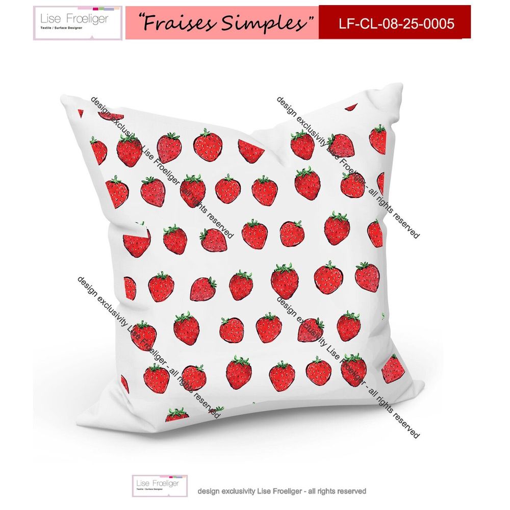 Design textile et surface - Motif textile FRAISES SIMPLES - LISE FROELIGER DESIGNER