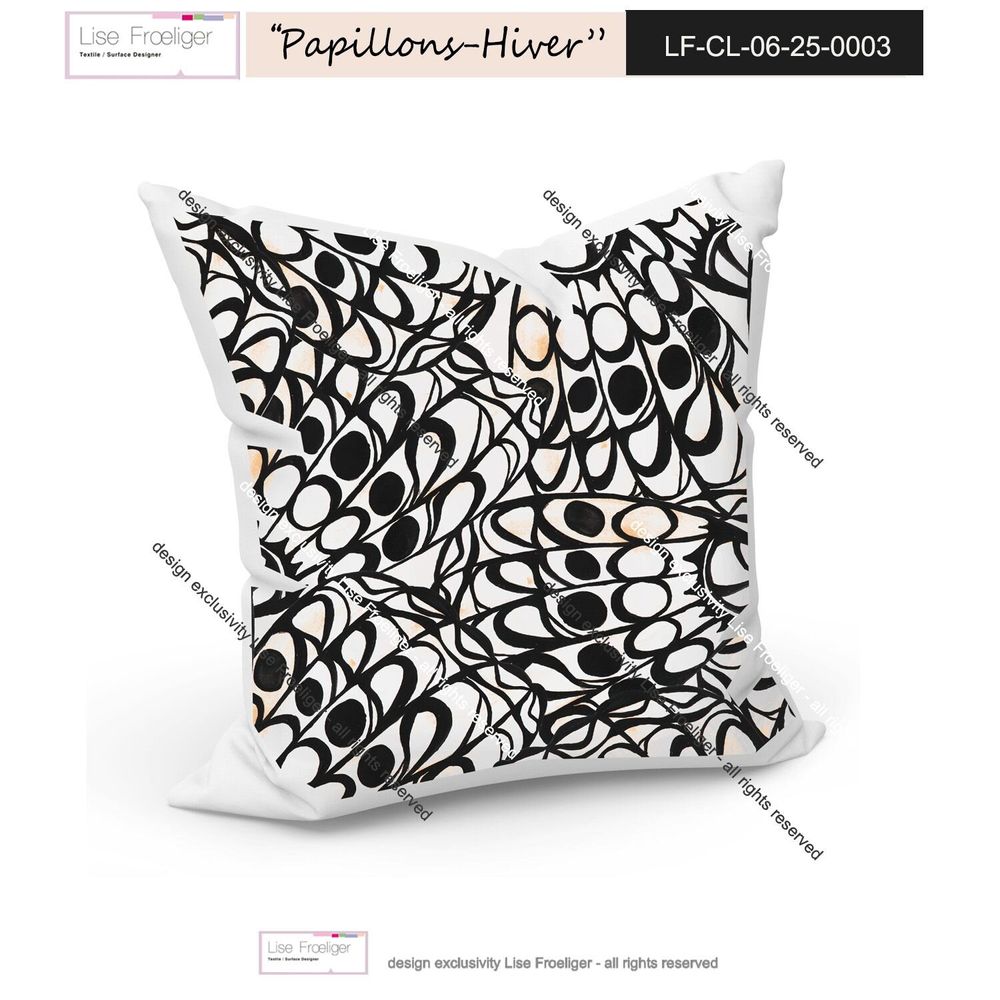 Design textile et surface - motif PAPILLONS HIVER - LISE FROELIGER DESIGNER