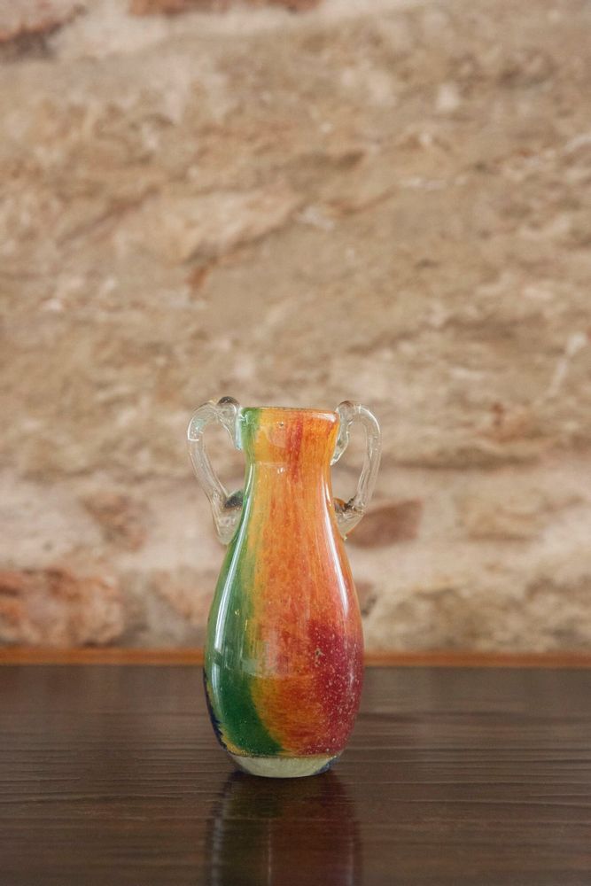 Vases - Blown Glass Amphora Vase, Green and Orange Slim - ANTHOLOGIST