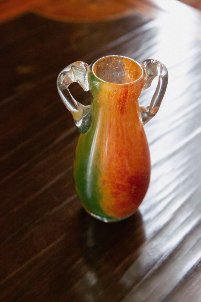 Vases - Blown Glass Amphora Vase, Green and Orange Slim - ANTHOLOGIST