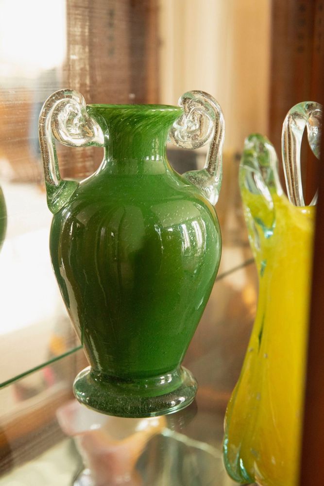 Vases - Blown Glass Amphora Vase, Green - ANTHOLOGIST