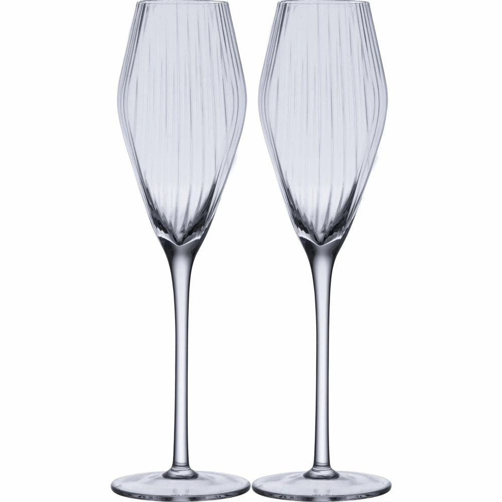 Glass - Vuolle Champagne Glass Stripe 2 pcs Clear 25 cl - PENTIK