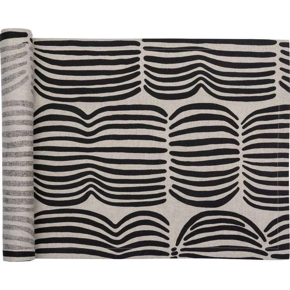 Table cloths - Vilja Runner Halflinen Black 43x160 cm - PENTIK