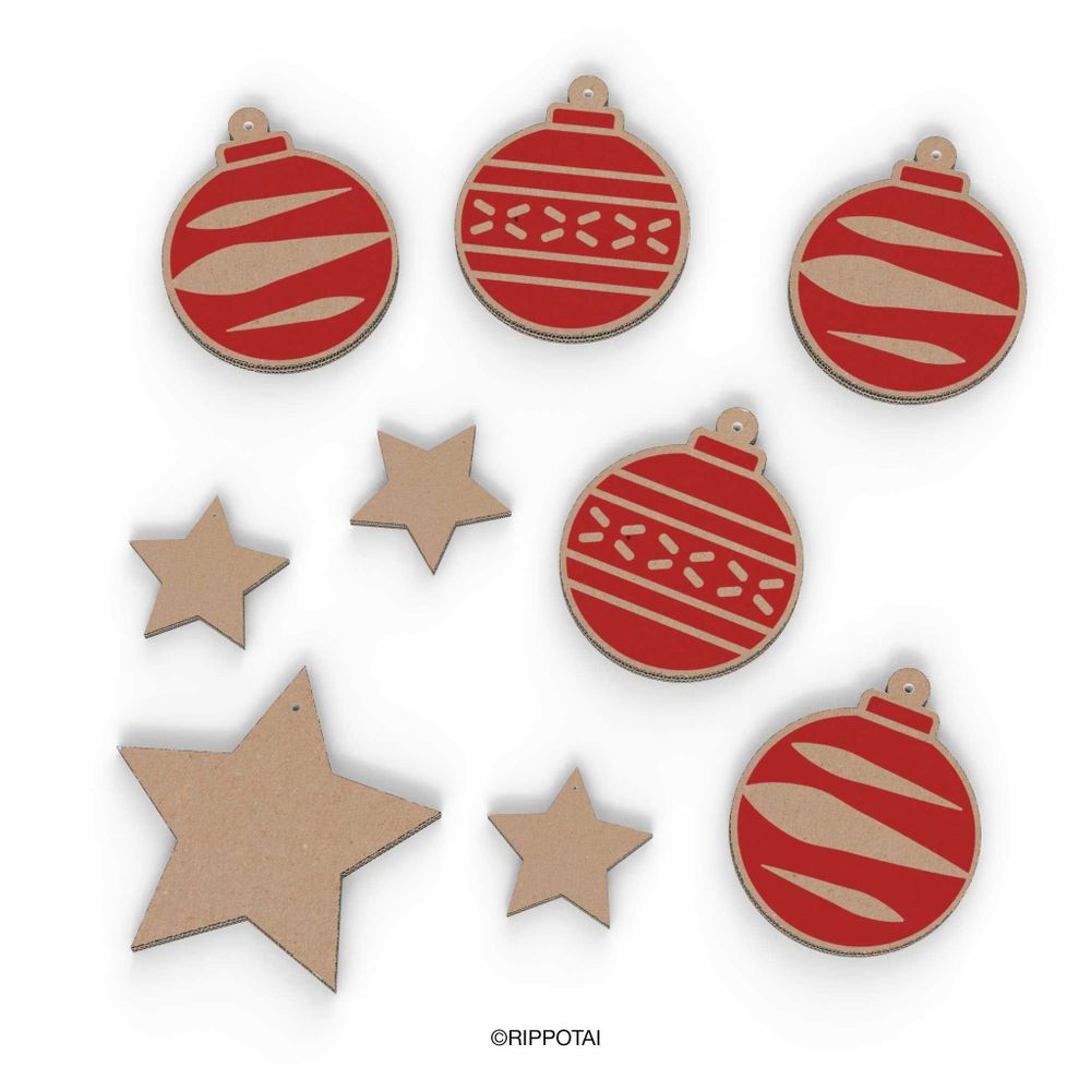 Autres décorations de Noël - Décorations de vitrine de Noël en carton, Boules et Étoiles (lot de 8) - RIPPOTAI