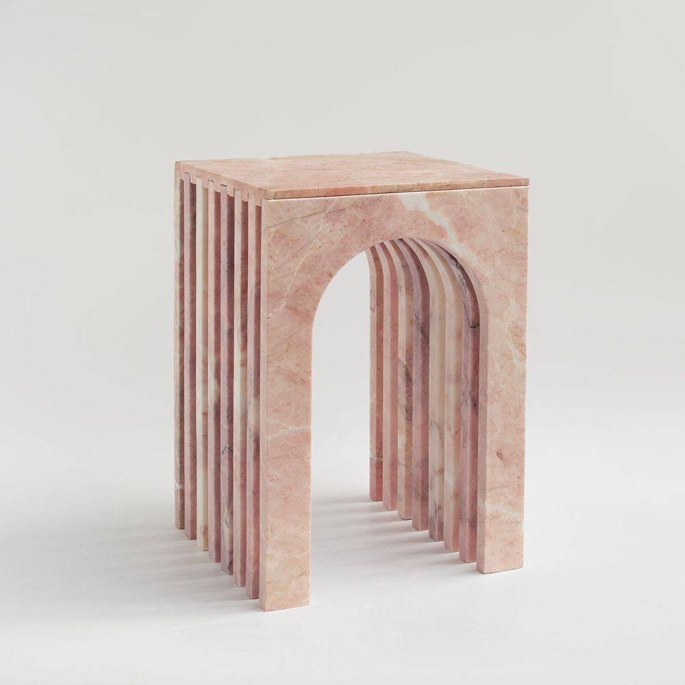 Coffee tables - "BALANCE" PINK MARBLE SIDE TABLE - KIWANO CONCEPT