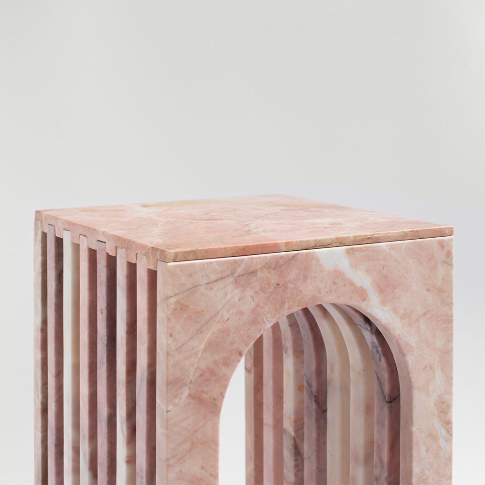 Coffee tables - "BALANCE" PINK MARBLE SIDE TABLE - KIWANO CONCEPT