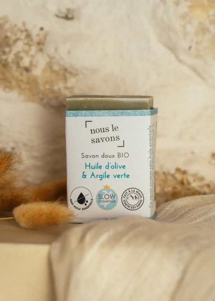 Cosmétiques - Savon bio doux - Huile d'olive & Argile verte - NOUS LE SAVONS