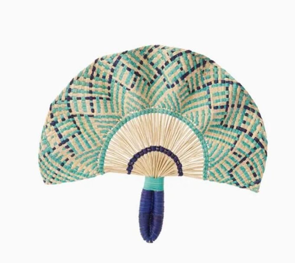 Platter and bowls - Toquilla Frilly hand fan Blue/Navy - CORO CORA