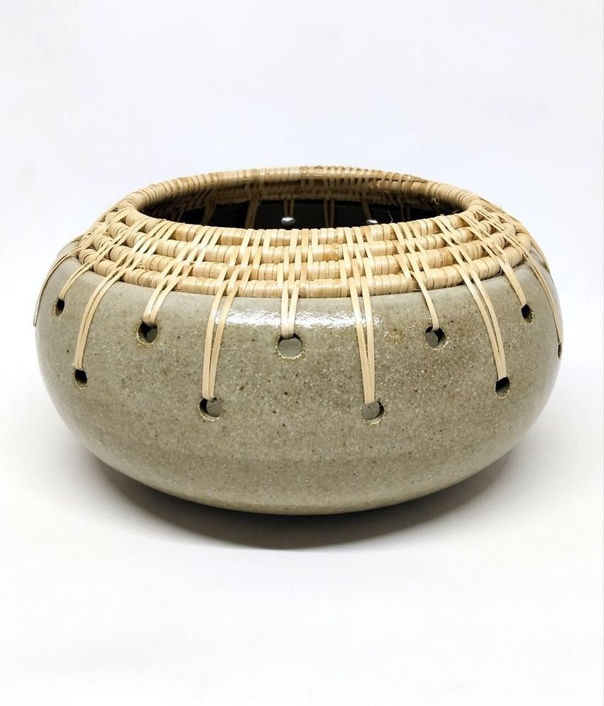 Objets de décoration - Large bol en Céramique et Rotin - SATCHA