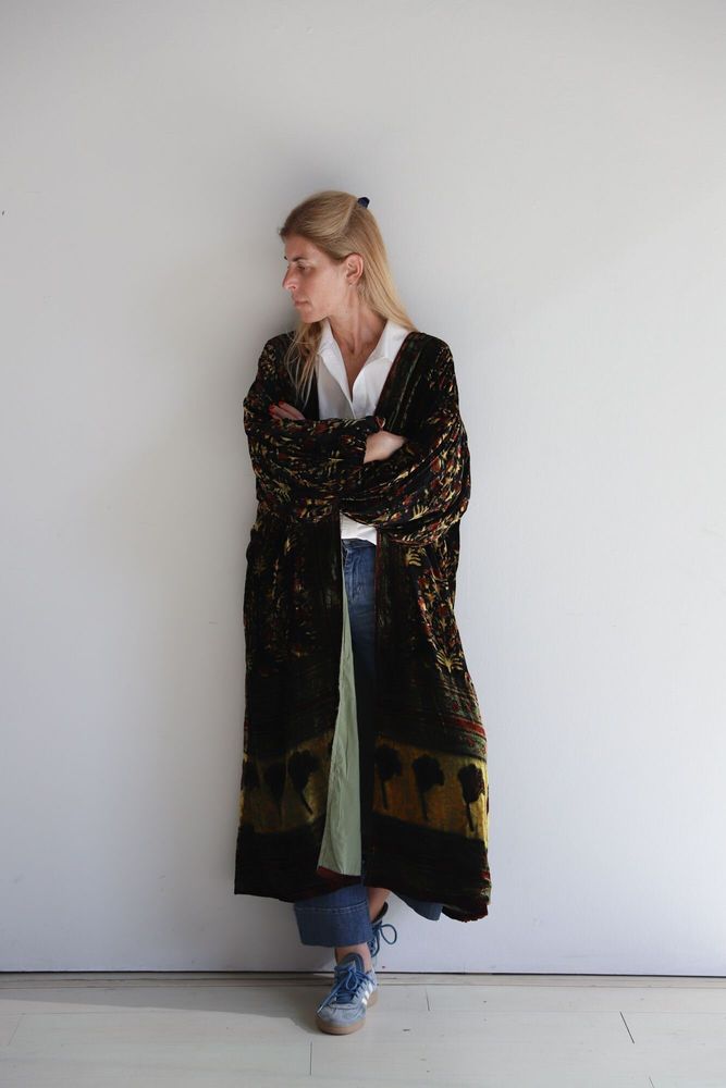 Apparel - Silk velvet printed kimono - SANJANAANDME
