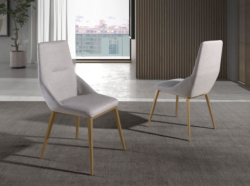Chaises - Chaise en tissu gris clair - ANGEL CERDÁ