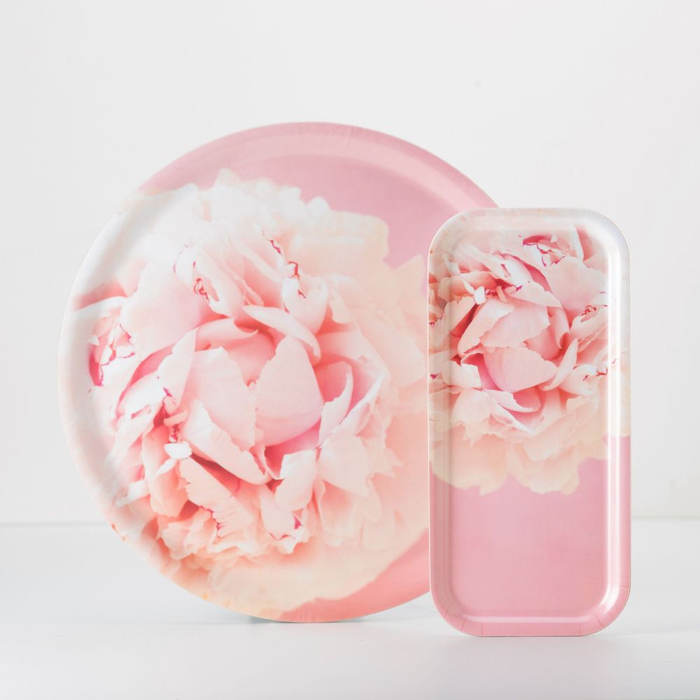 Plateaux - Plateau de service rond en bois - Pivoine 38 cm - MONBOPLATO