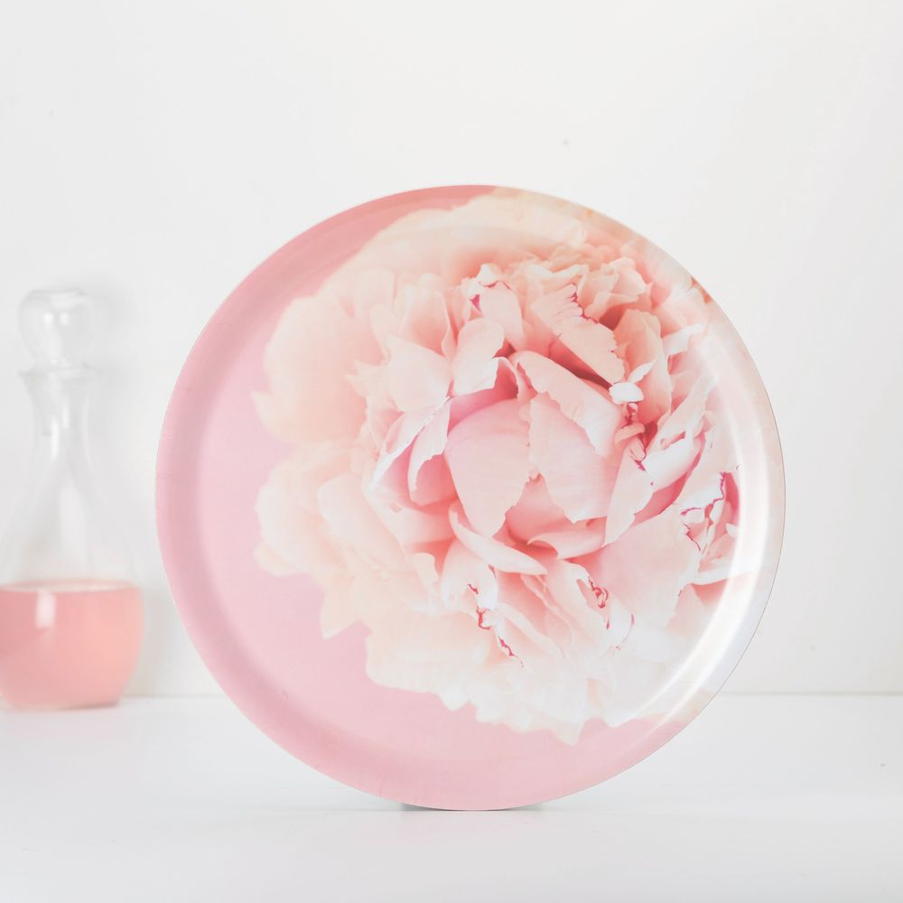 Plateaux - Plateau de service rond en bois - Pivoine 38 cm - MONBOPLATO