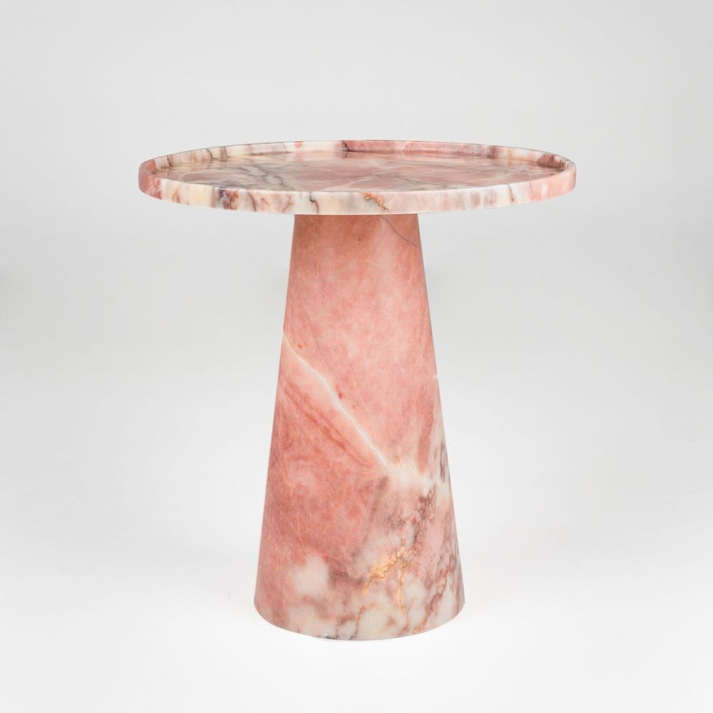 Consoles - PINK MARBLE CONE SIDE TABLE - KIWANO CONCEPT