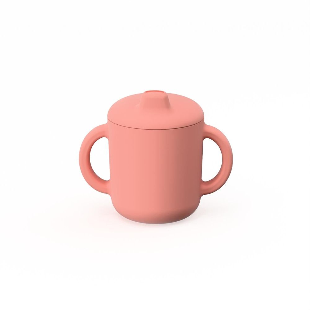 Children's mealtime - Silicone Sippy Cup with handles - Coral - EKOBO