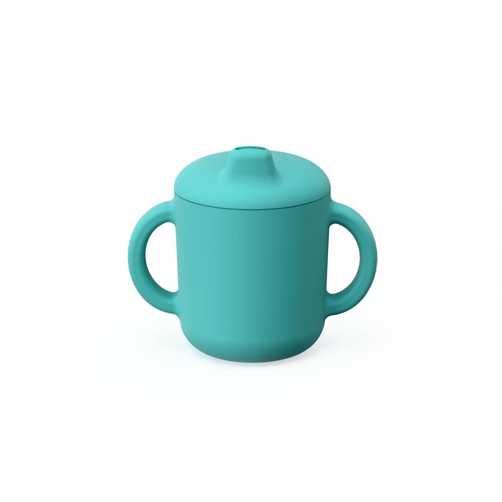 Children's mealtime - Silicone Sippy Cup with handles - Lagoon - EKOBO