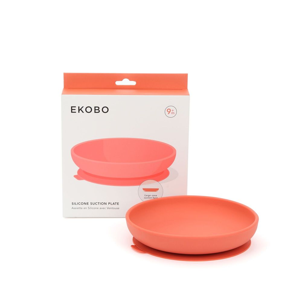 Children's mealtime - Silicone Suction Plate - Coral - EKOBO