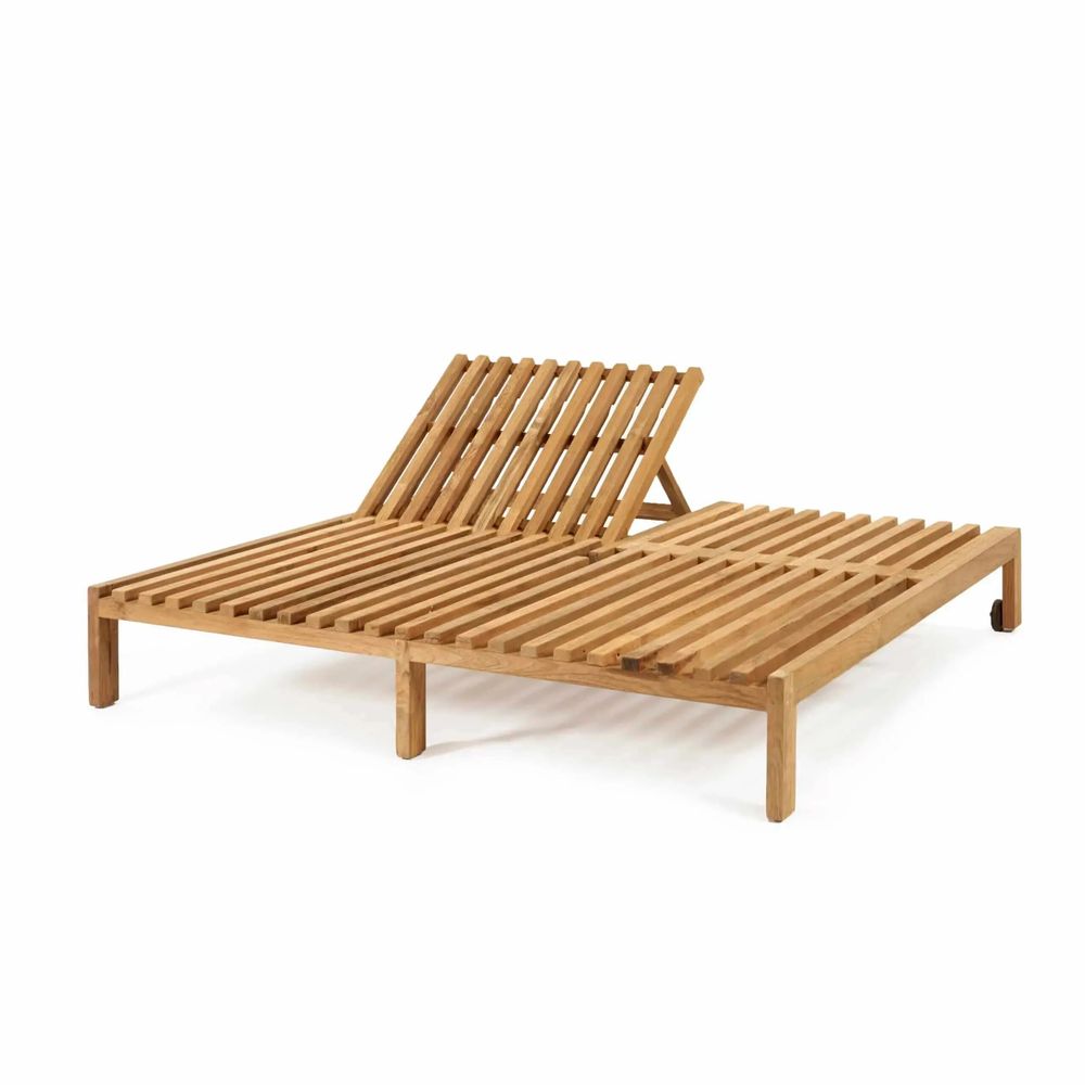 Transats - Bain de soleil Lima double en teck naturel - SEMPRE IN & OUTDOOR LIVING BV