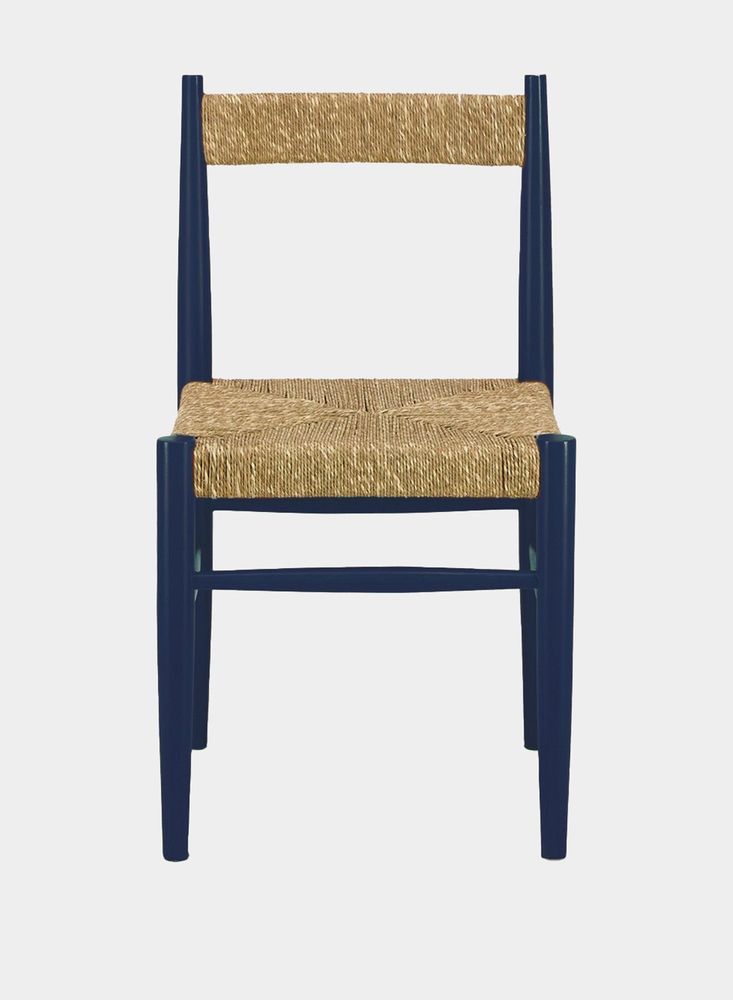 Chairs - Handmade Francisco Blue Wood And Natural Cord Dining Chair - HOUSE OF CAPRICORN